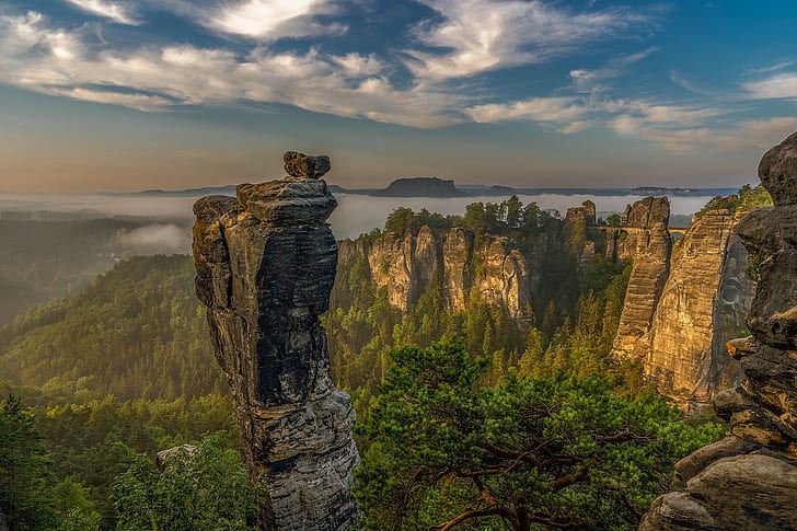 mountains, Germany, Saxon Switzerland, HD wallpaper