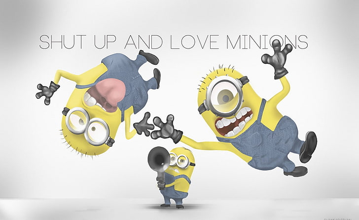Shut Up and Love Minions, tres ilustración de Minions surtidos, Divertido, Dibujos animados / Otros, Fondo de pantalla HD
