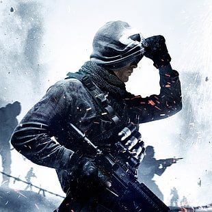 солдат, держащий винтовочные обои, солдаты, оружие, маска, военный, Activision, экипировка, Infinity Ward, Call of Duty: Ghosts, HD обои HD wallpaper