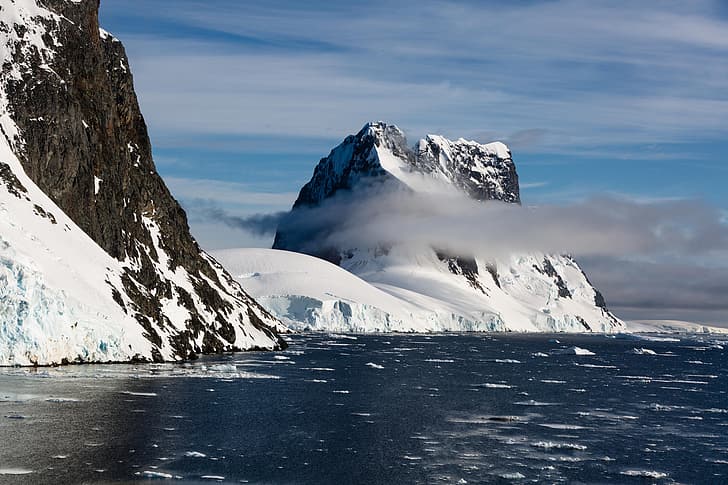 البحر ، الأنهار الجليدية ، الجليد ، الثلج ، المناظر الطبيعية ، القارة القطبية الجنوبية، خلفية HD