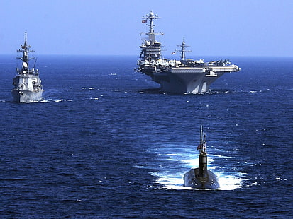 okręt wojenny, lotniskowiec, wojsko, morze, statek, Tapety HD HD wallpaper