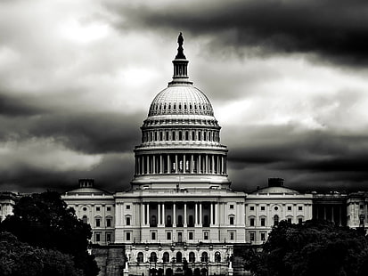 건축, 미국 국회 의사당, 흑백, HD 배경 화면 HD wallpaper