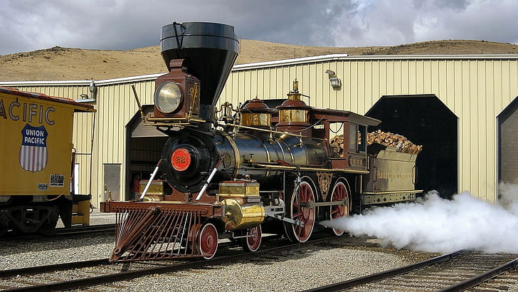 vintage, lokomotif uap, kendaraan, kereta api, lokomotif, Wallpaper HD