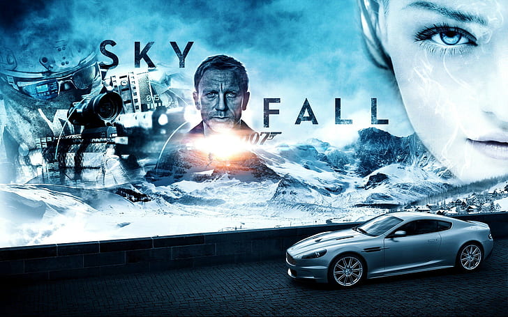 Skyfall, Daniel Craig, sky fall 007 poster, poster, James Bond, Coordinates Skayfoll, Skyfall, HD wallpaper