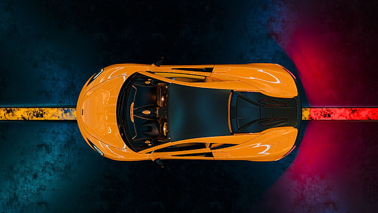 желтый, оранжевый, автомобиль, автомобильный дизайн, свет, транспортное средство, Макларен, Макларен 570, суперкар, автомобиль мечты, спорткар, HD обои HD wallpaper