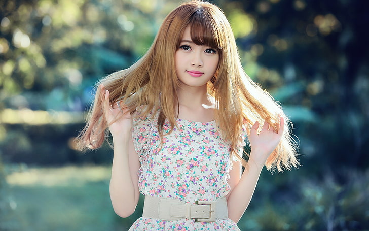 Taiwan sunshine cute blonde girl, HD wallpaper
