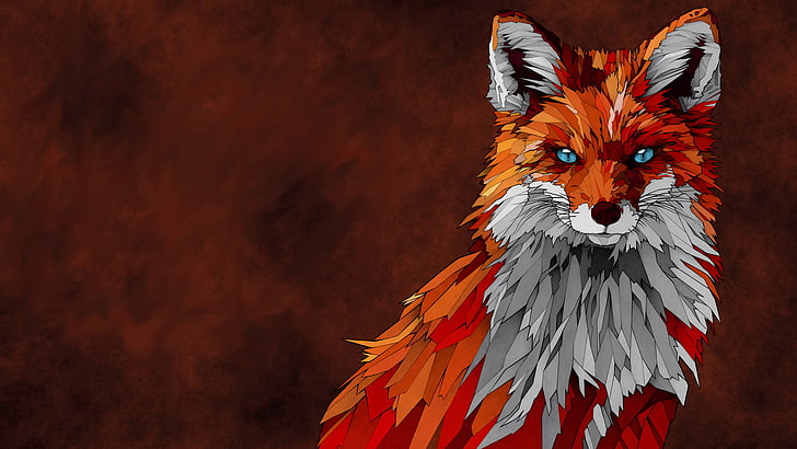 red and white fox artwork, fox, animals, HD wallpaper
