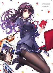 studentka anime tapety, Saenai Heroine no Sodatekata, Kasumigaoka Utaha, anime girls, Tapety HD HD wallpaper
