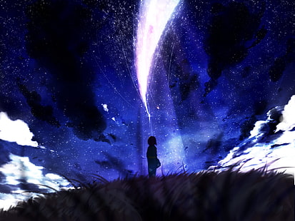 silhueta da ilustração da pessoa, Anime, Your Name., Kimi No Na Wa., Mitsuha Miyamizu, HD papel de parede HD wallpaper