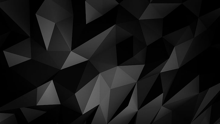 negro, bajo poli, monocromo, patrón, triángulo, diseño, ángulo, geometría, oscuridad, gráficos, arte minimalista, minimalista, minimalista, Fondo de pantalla HD
