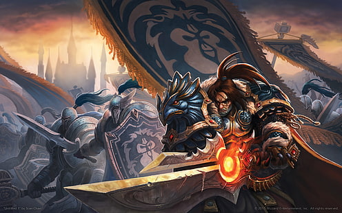 carta da parati spadaccino, World of Warcraft, Alleanza, guerrieri, Varian Wrynn, Sfondo HD HD wallpaper