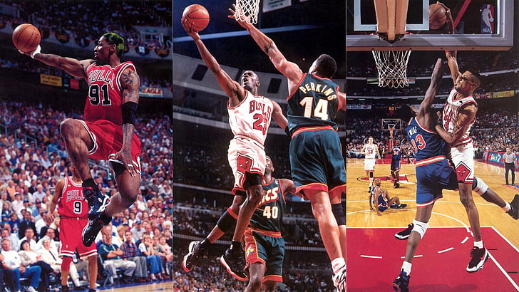 Спорт НБА баскетбол Майкл Джордан Чикаго Буллз Деннис Родман Скотти Пиппен 1920x1080 Wallpap Спорт Баскетбол HD Art, спорт, NBA, HD обои