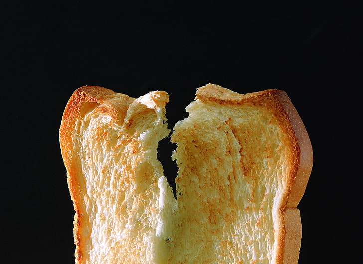 toasted bread, bread, black background, crust, HD wallpaper