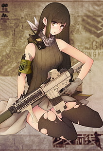 anime, Girls Frontline, pistola, Girls_Frontline, ragazze con le pistole, m4a1 (frontline delle ragazze), Sfondo HD HD wallpaper