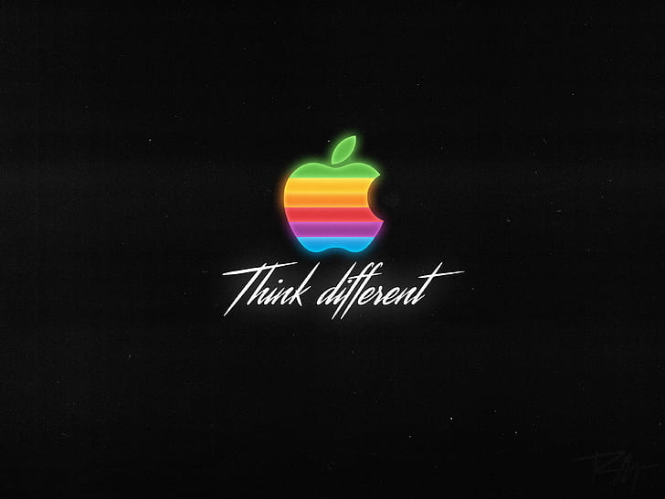 4K, Apple, Мисли различно, Лого, Тъмен фон, HD тапет