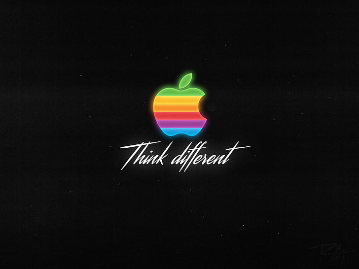 Apple, Think different, Logo, Dark background, HD, 4K, HD wallpaper