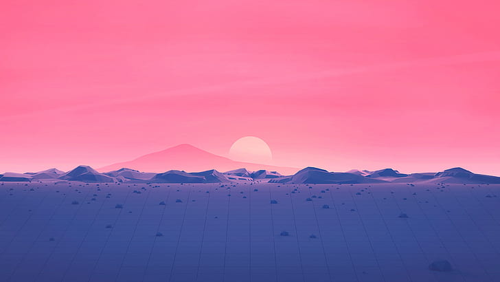 Sunset, The sun, Music, Star, Style, Background, Landscape, Neon, Illustration, 80's, Synth, Retrowave, Synthwave, New Retro Wave, Sintav, Retrouve, HD wallpaper