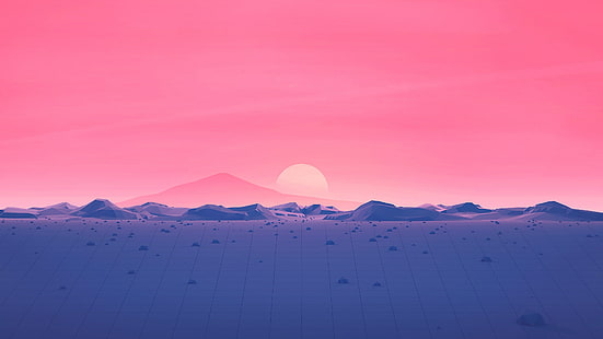  Sunset, The sun, Music, Star, Style, Background, Landscape, Neon, Illustration, 80's, Synth, Retrowave, Synthwave, New Retro Wave, Sintav, Retrouve, HD wallpaper HD wallpaper