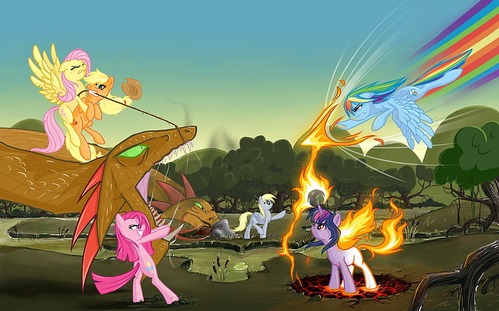 hydra kämpft mein kleines pony fluttershy ponys rainbow dash derpy hufe twilight sparkle pinkie pie Technologie Apple HD Art, Battles, Hydra, HD-Hintergrundbild