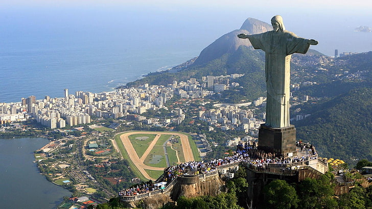 christ the redeemer, statue, mount corcovado, brazil, HD wallpaper
