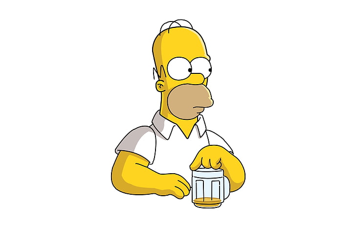 Homer Simpson, los simpsons, cerveza, mira, posa, Homero, Homero, Fondo de pantalla HD