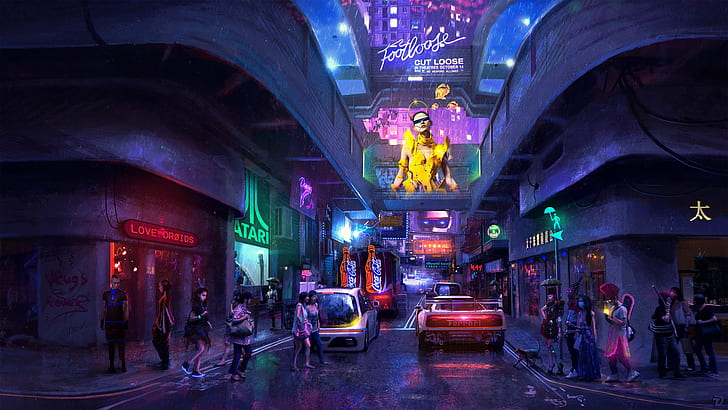 sci-fi, neon, cyberpunk, distopia, karya seni, hong kong, Wallpaper HD