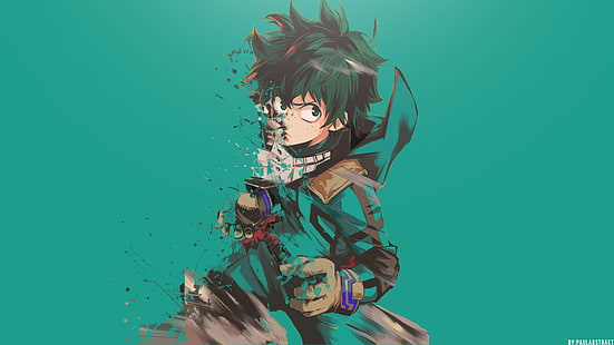 Ilustracja Izuku Midoriya, Boku no Hero Academia, anime, Midoriya Izuku, zielone włosy, sztuka cyfrowa, grafika, Tapety HD HD wallpaper