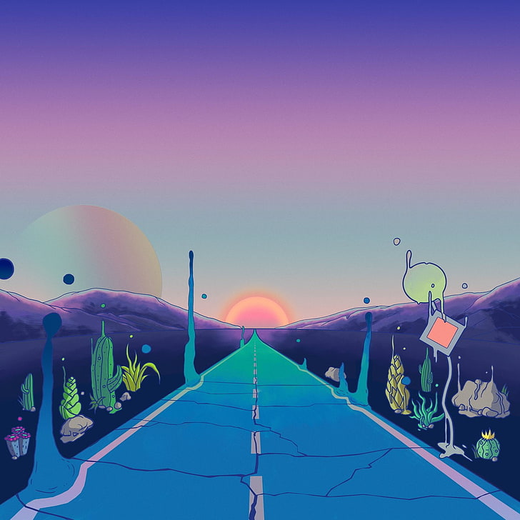 multicolored road painting, Sunman24, cover art, psychedelic, music, HD wallpaper