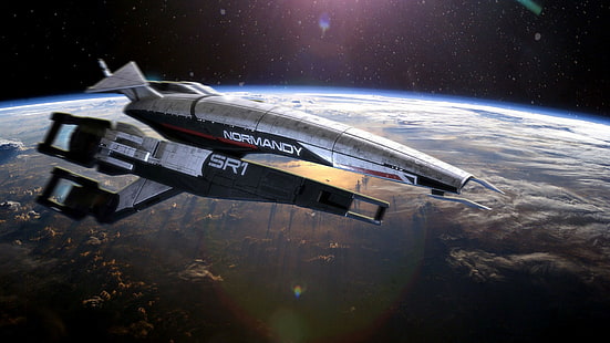 Mass Effect, statek kosmiczny, Normandia SR-1, gry wideo, kosmos, Tapety HD HD wallpaper