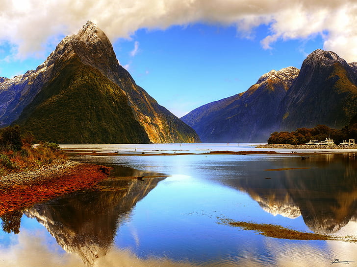 island near body of water during daytime, milford sound, sound  island, body of water, daytime, milford  sound, piopiotahi, fjord, fiordland  national  park, fiordland national park, park  south, south  west, southland, south island  nz, new  zealand, new zealand, sky, water, early  morning, reflections, view, silence, scape, mountains, valleys, snow, peaks, tasman  sea, dale, point, mitre  peak, height, tall, high, mouth, stirling, falls, eighth  wonder, wonder  world, eighth wonder, wonder of the world, top, travel  destination, travel destination, nov, v2, dex, nature, mountain, lake, landscape, reflection, scenics, outdoors, beauty In Nature, travel, blue, summer, mountain Peak, HD wallpaper