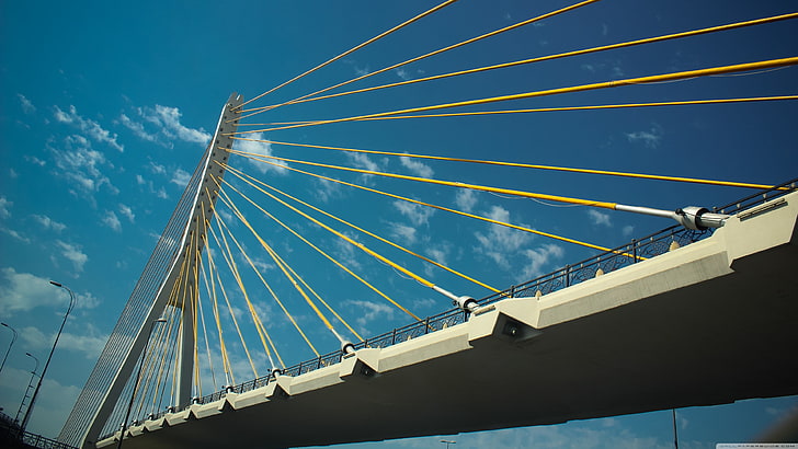 جسر فولاذي أبيض ، جسر ، عمارة ، بناء، خلفية HD