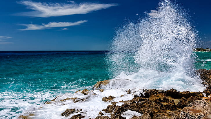 바다 해안 바다 돌 파도 코스타리카 멕시코 바탕 화면 배경 화면 Hd 1920 × 1080, HD 배경 화면