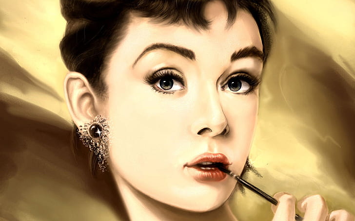 Audrey Hepburn Portrait Painting, Audrey Hepburn, Portrait, Painting, Actress, Fond d'écran HD