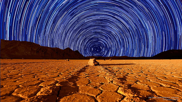 Star Trails, Death Valley N.P., California, National Parks, HD wallpaper