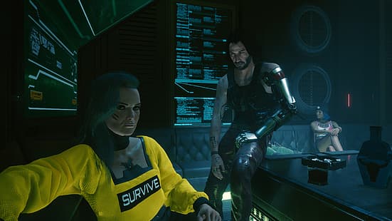 киберпанк, Cyberpunk 2077, Джонни Сильверхэнд, Роуг (персонаж), HD обои HD wallpaper