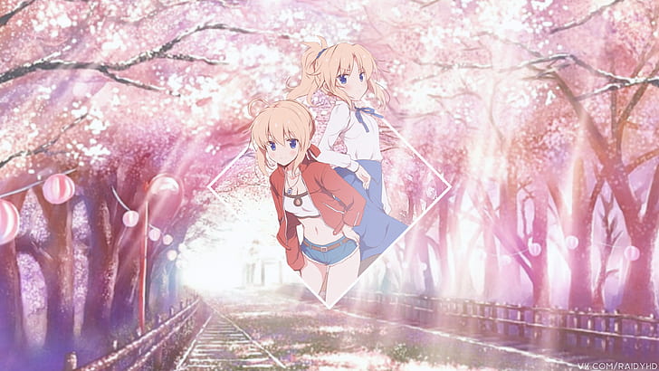 anime, chicas anime, picture-in-picture, Fate Series, Fate / Stay Night, Fate / Apocrypha, Saber, Arturia Pendragon, Saber of Red, Mordred (Fate / Apocrypha), Fondo de pantalla HD