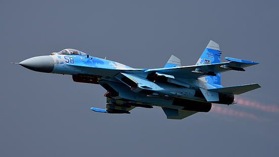 turbin, uppgången, Su-27, stridsflygplan, Sukhoi SU-27B Flanker, HD tapet HD wallpaper