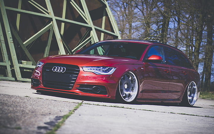 Audi A4 red car front view, red audi a6 wagon, Audi, Red, Car, Front, View, HD wallpaper