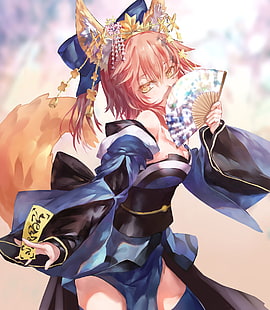 Caster (Fate/Extra), Fate Series, kitsunemimi, anime girls, HD wallpaper HD wallpaper