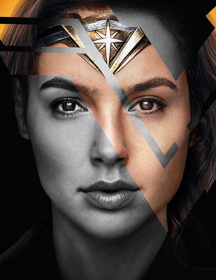 women's two-toned face, Wonder Woman, Gal Gadot, Justice League, HD, HD wallpaper