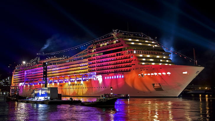 MSC Magnifica, weißes Kreuzfahrtschiff, Wasser, Farbe, Menschen, Boot, Boote, HD-Hintergrundbild