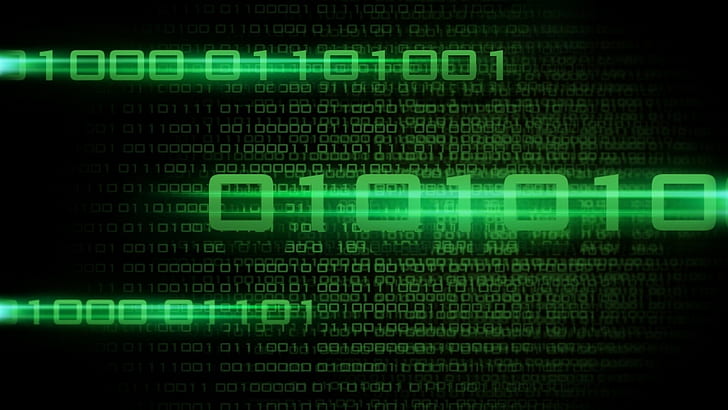 binary, black background, technology, code, green, computer, numbers, The Matrix, digital art, HD wallpaper