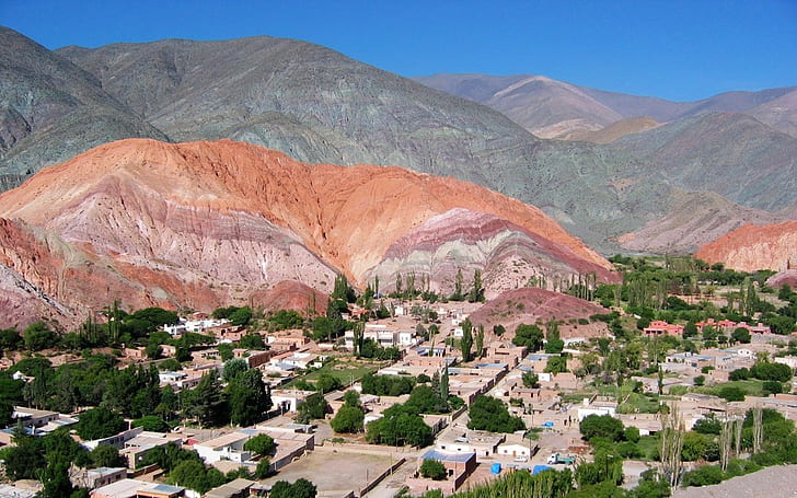 Jujuy, Argentina, Humahuaca, Aerial View, Mountains, Houses, desert village, jujuy, argentina, humahuaca, aerial view, mountains, houses, HD wallpaper