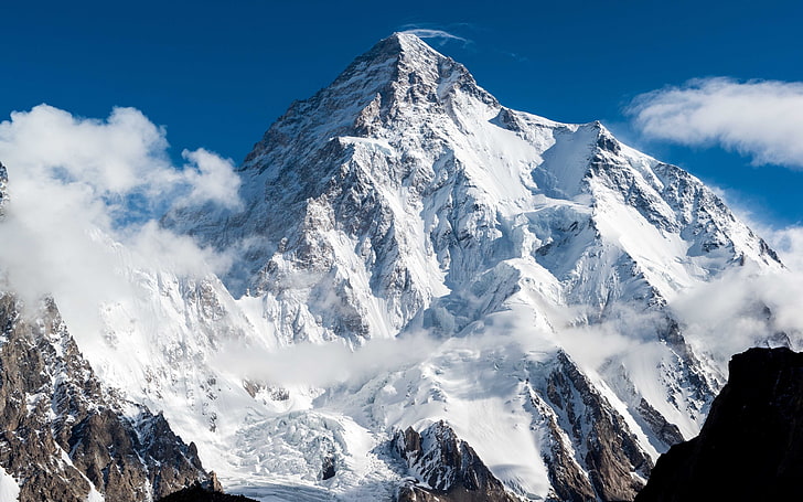 snow, slope, Himalayas, peak, HD wallpaper