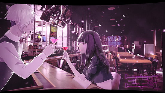 bar, bebida, chicas anime, Death Parade, Fondo de pantalla HD HD wallpaper