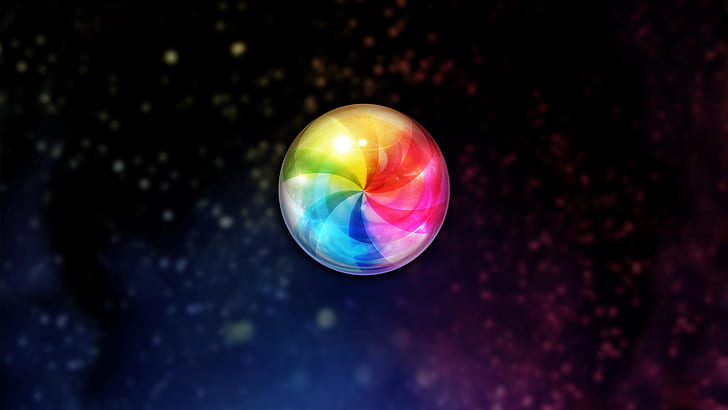 Beachball HD, apple, beachball, blue, mac, os x, rainbow, red, reflection, HD wallpaper