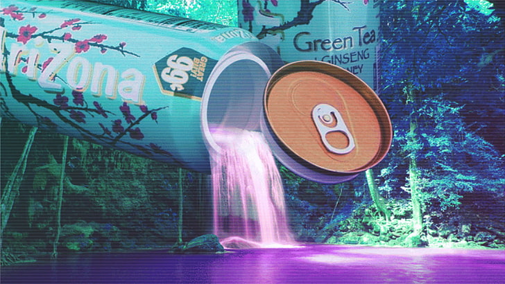 Зелен чай Женшен може цифрови тапети, vaporwave, 1980, текстура, HD тапет