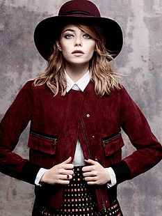 Emma Stone, oyuncu, şapka, kadın, ünlü, HD masaüstü duvar kağıdı HD wallpaper