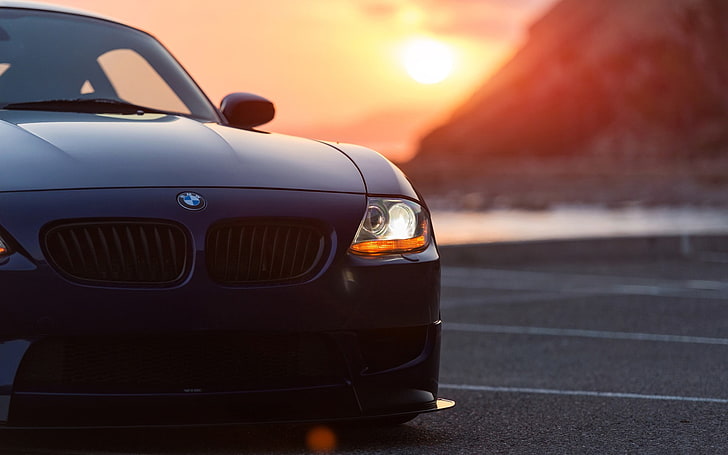 mobil BMW hitam, BMW, mobil, matahari terbenam, BMW Z4, kendaraan, Wallpaper HD