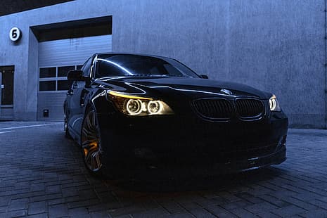 BMW, negro, bmw5, bmw e60, E60, 5, бмв5, бмв525, Fondo de pantalla HD HD wallpaper